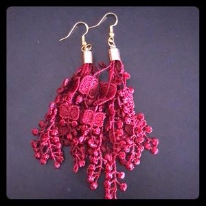 Embroidered lace earrings
